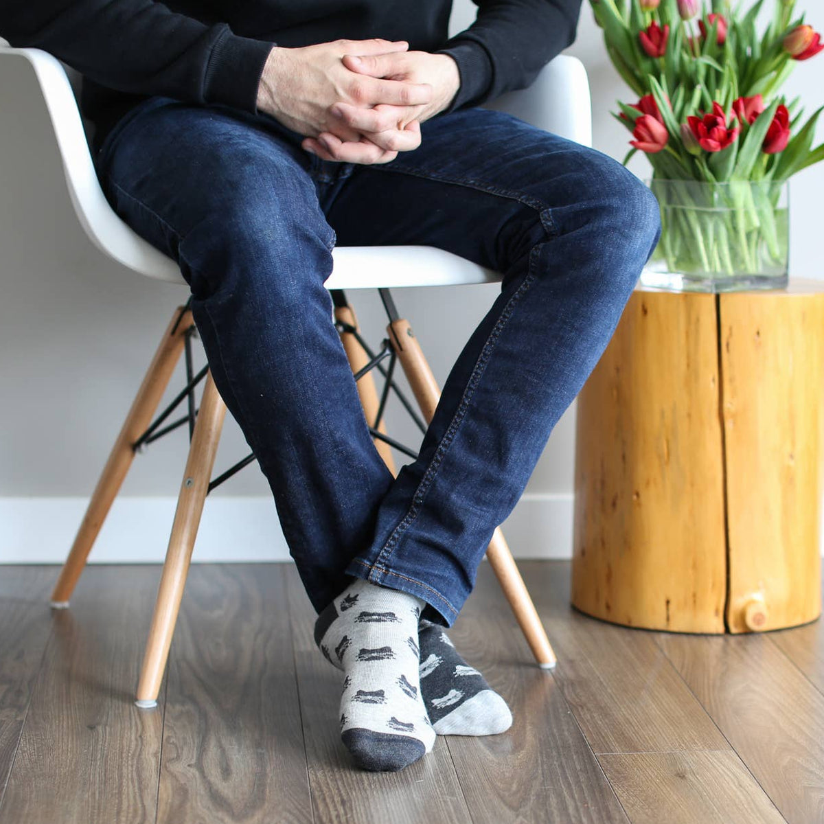 Chaussettes Chat Inversé Gris pour Hommes