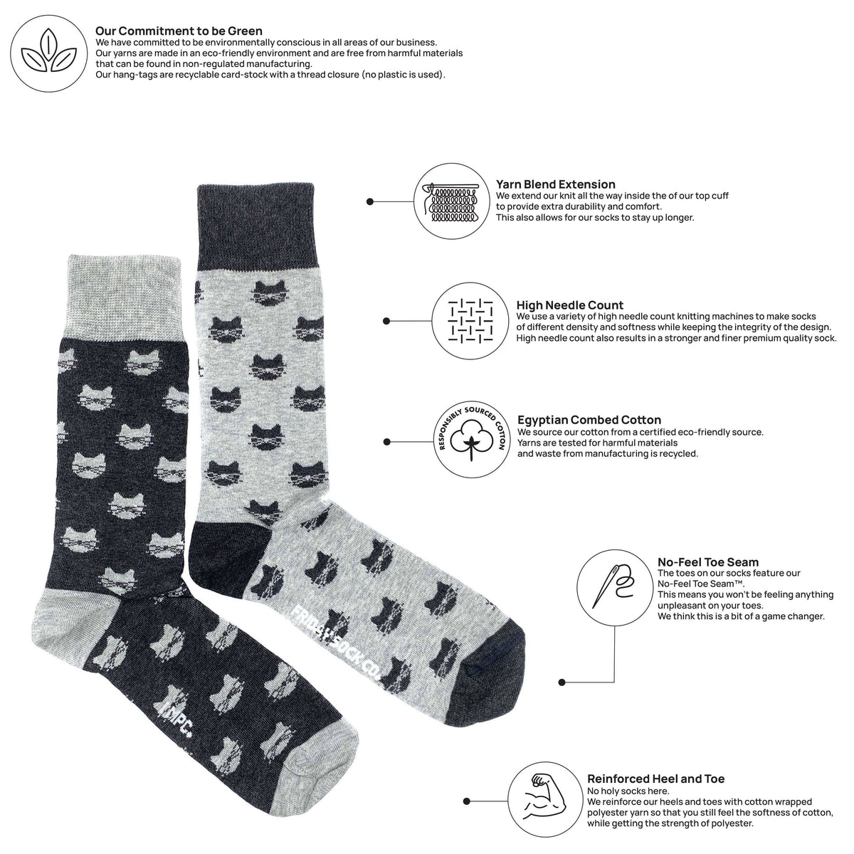 Chaussettes Chat Inversé Gris pour Hommes