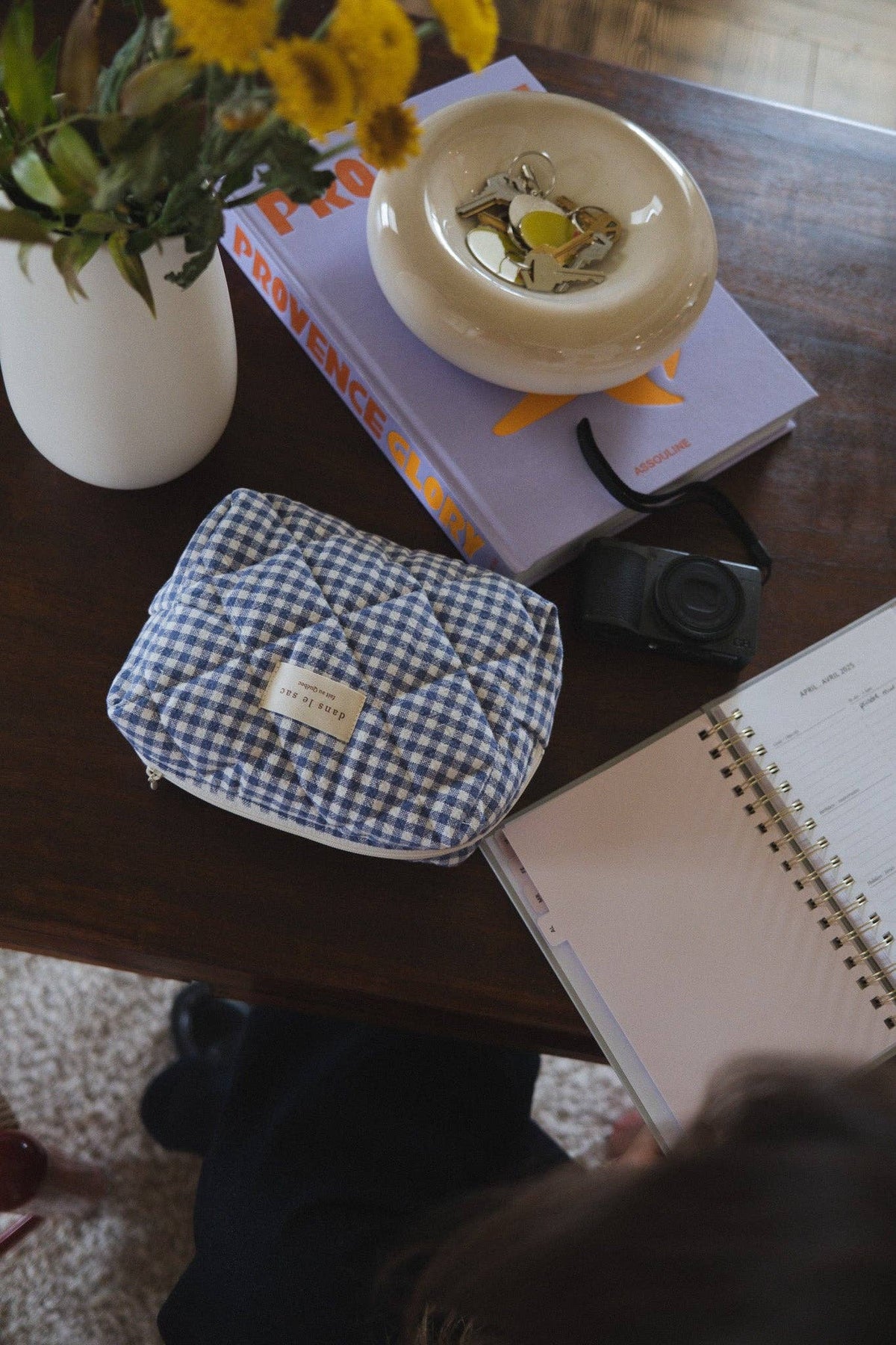 Pochette matelassée en coton biologique - Collection Vichy