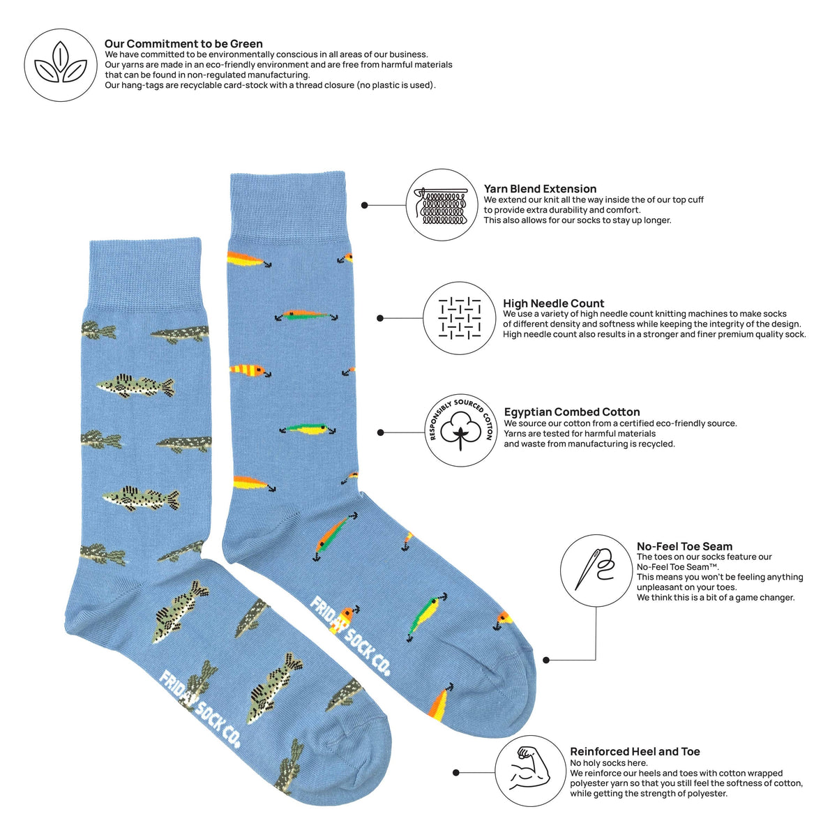 Chaussettes leurres de pêche pour hommes: Hommes 7 - 12