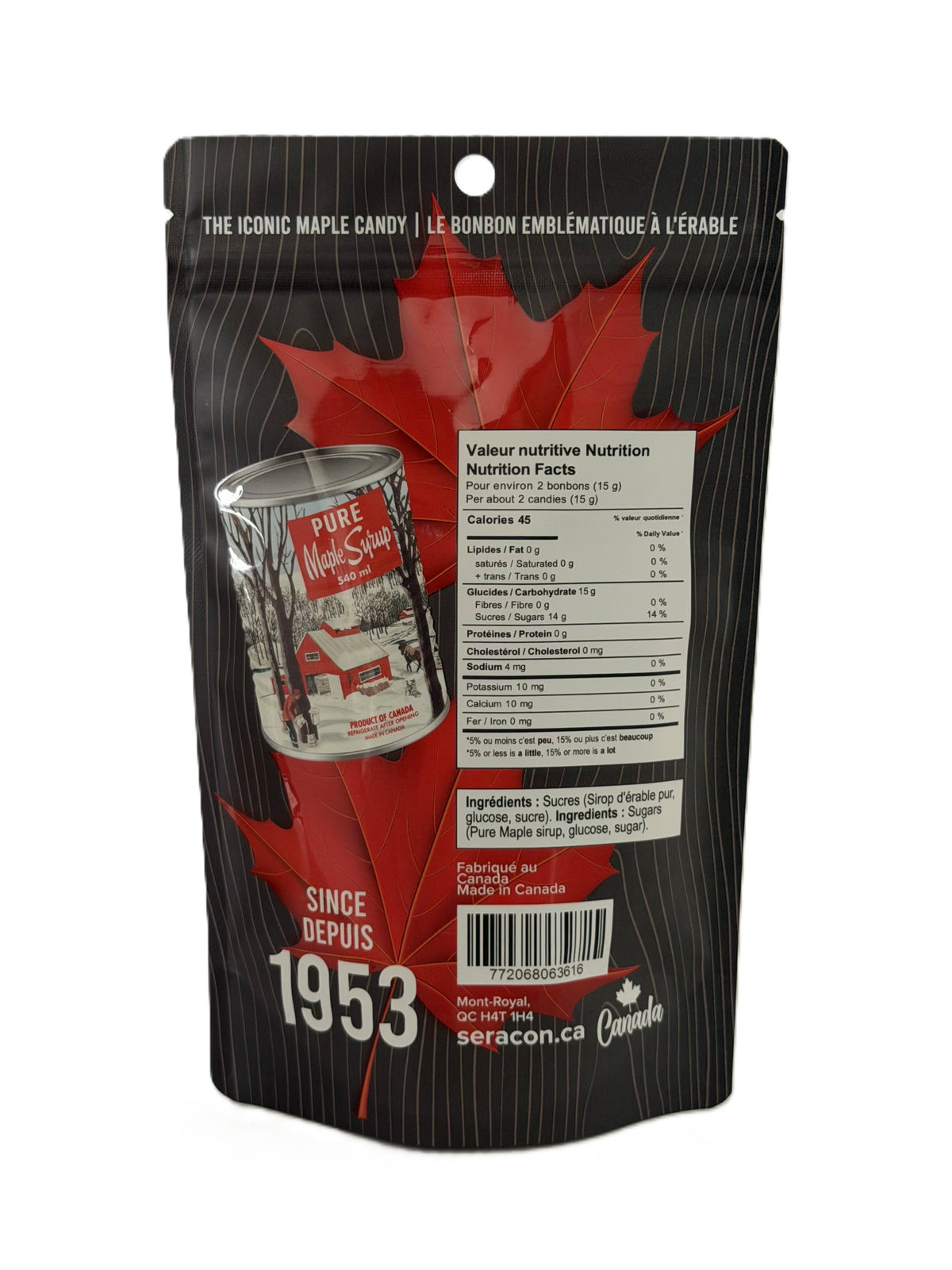 Bonbons au sirop d'érable 100% pur