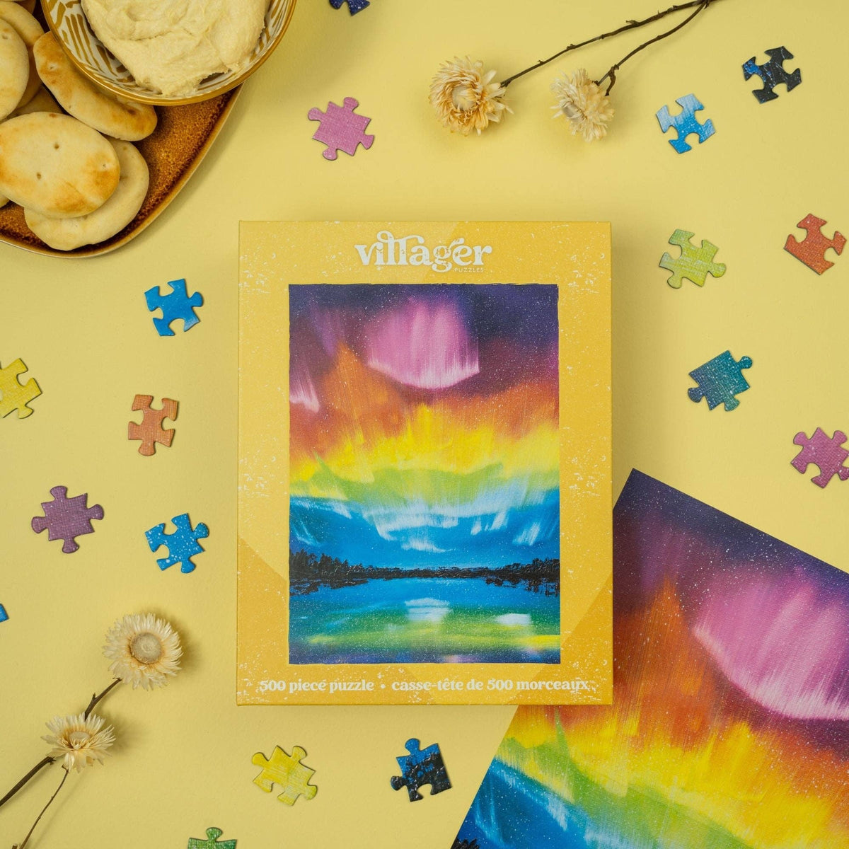 Puzzle de 500 pièces Aurores boréales arc-en-ciel | Artiste canadien