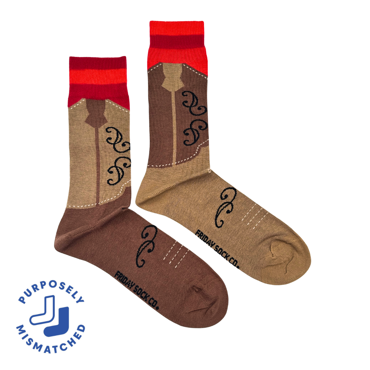 Chaussettes dépareillées mi-mollet pour bottes de cowboy homme