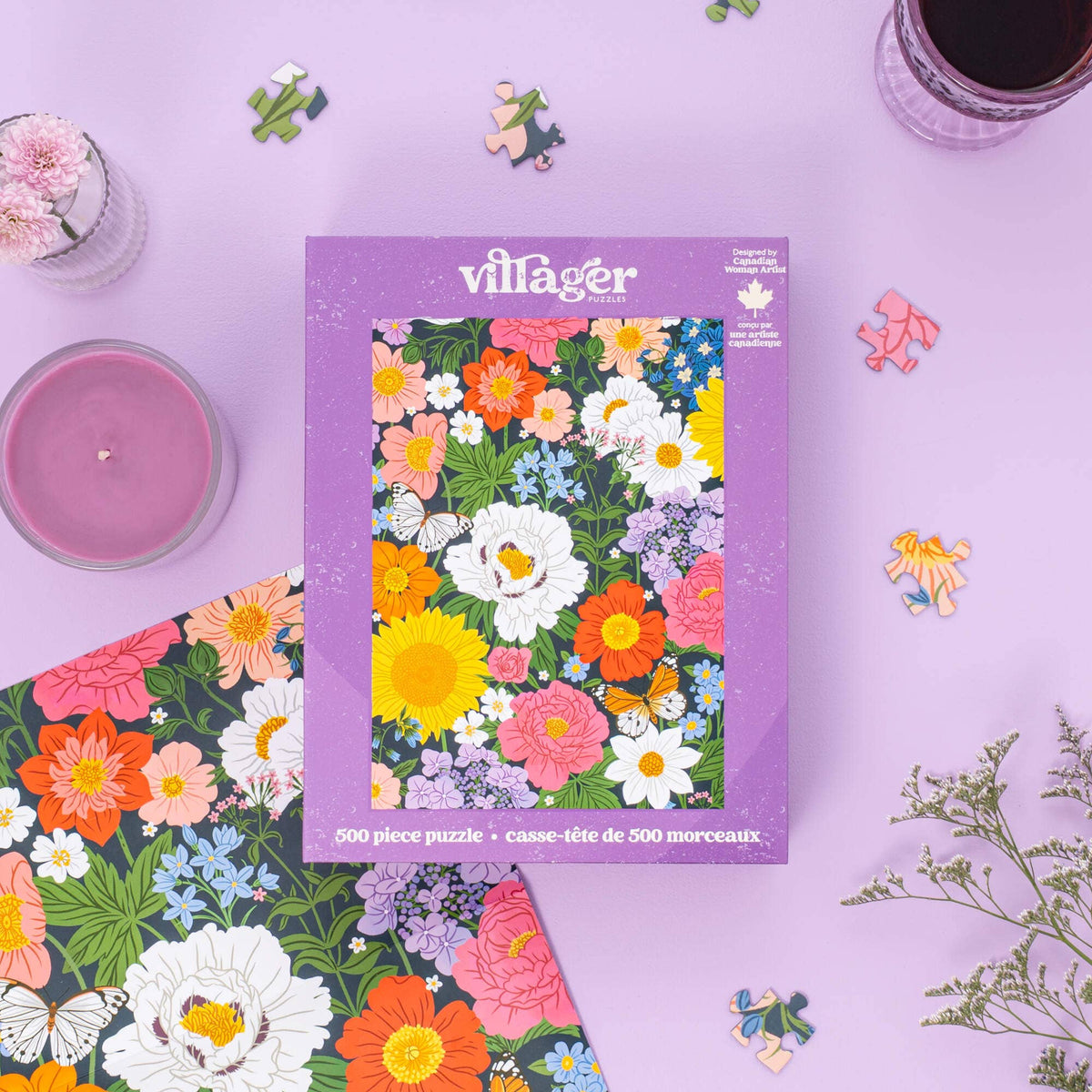 Fleurs de Minuit | Puzzle de 500 pièces | Conçu au Canada