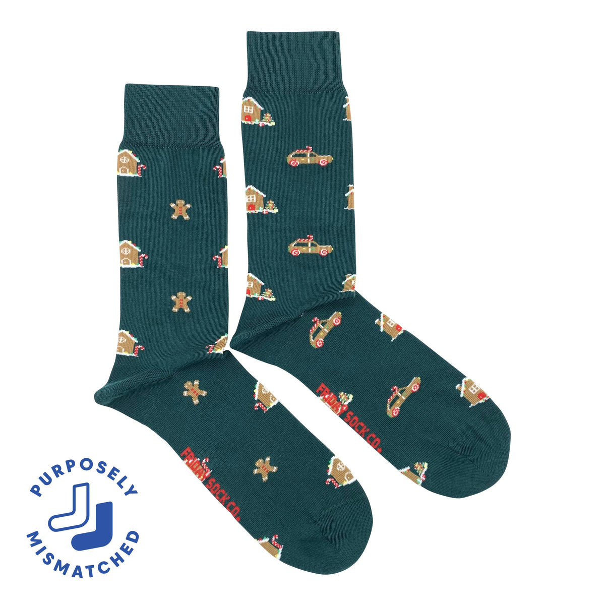 Chaussettes de Noël pour hommes avec maison en pain d'épices