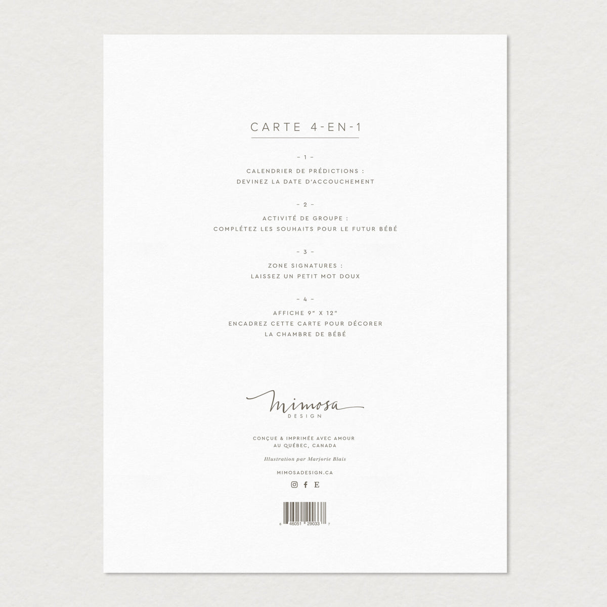 Carte géante 4-en-1 pour shower de bébé