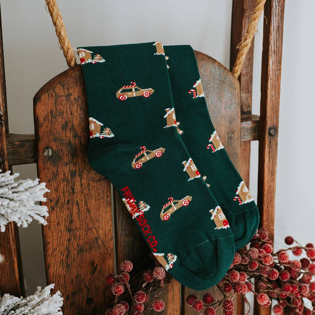Chaussettes de Noël pour hommes avec maison en pain d'épices
