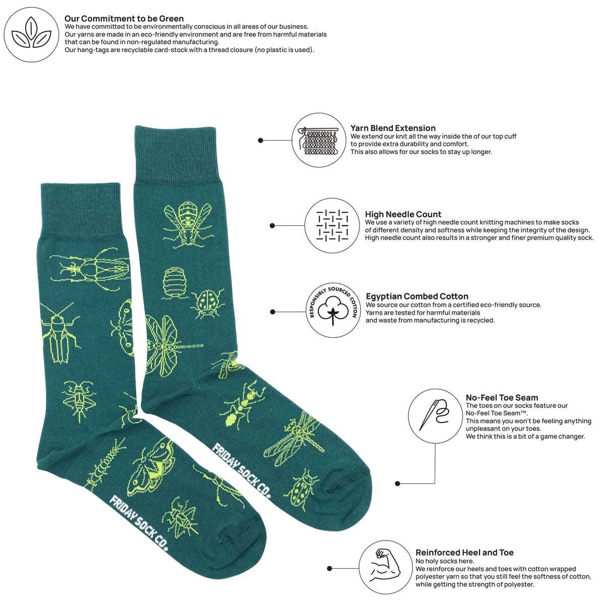 Chaussettes Insectes Homme: Hommes 7 - 12