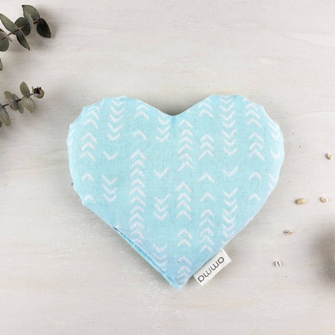 Compresse cardiaque confortable pour bébés (coton imprimé): Boomerang aqua